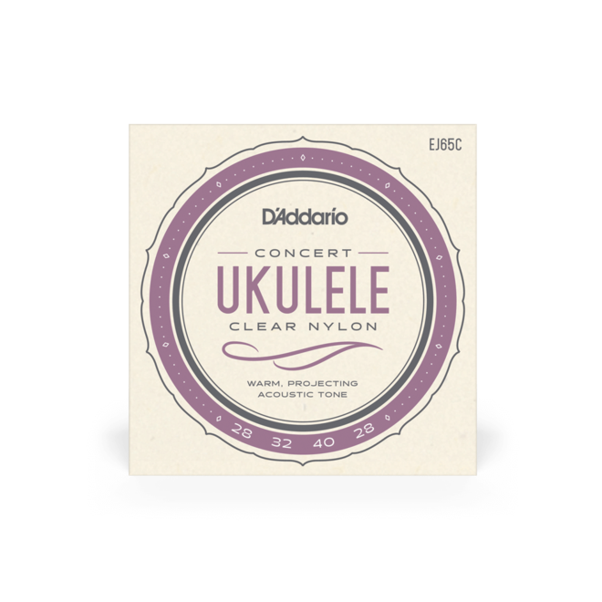 D'Addario EJ65C Clear Nylon Ukulele Strings, Concert