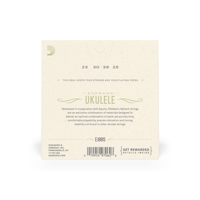 D'Addario EJ88S Nyltech Ukulele Strings, Soprano