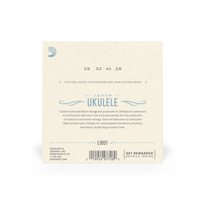 D'Addario EJ65T Clear Nylon Ukulele Strings, Tenor