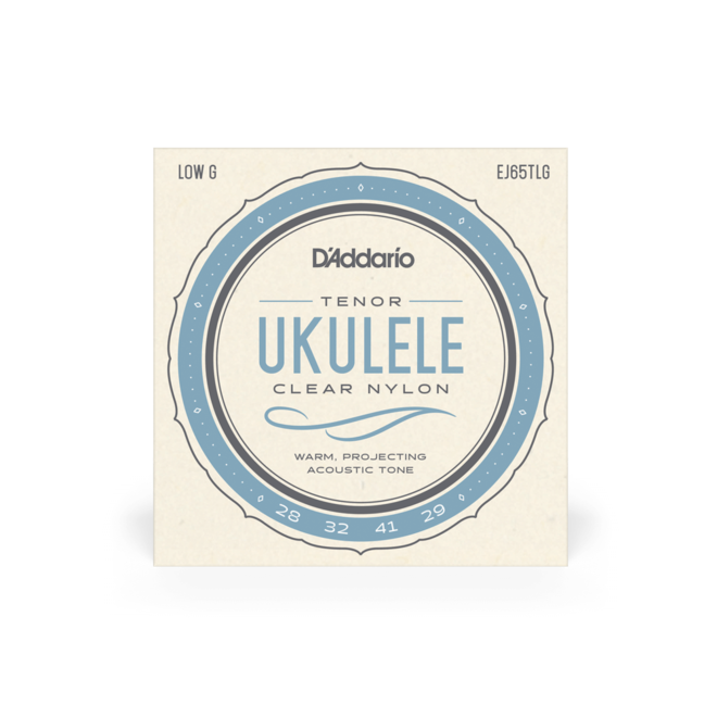 D'Addario EJ65TLG Clear Nylon Ukulele Strings, Tenor w/low G