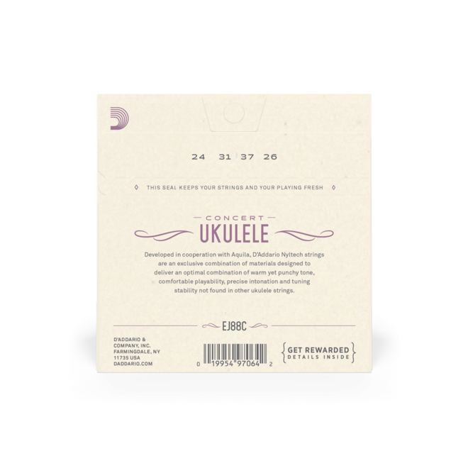 D'Addario EJ88C Nyltech Ukulele Strings, Concert