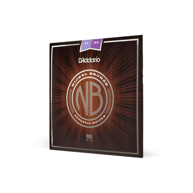 D'Addario NB1152 Nickel Bronze Acoustic Guitar Strings, 11-52 Light