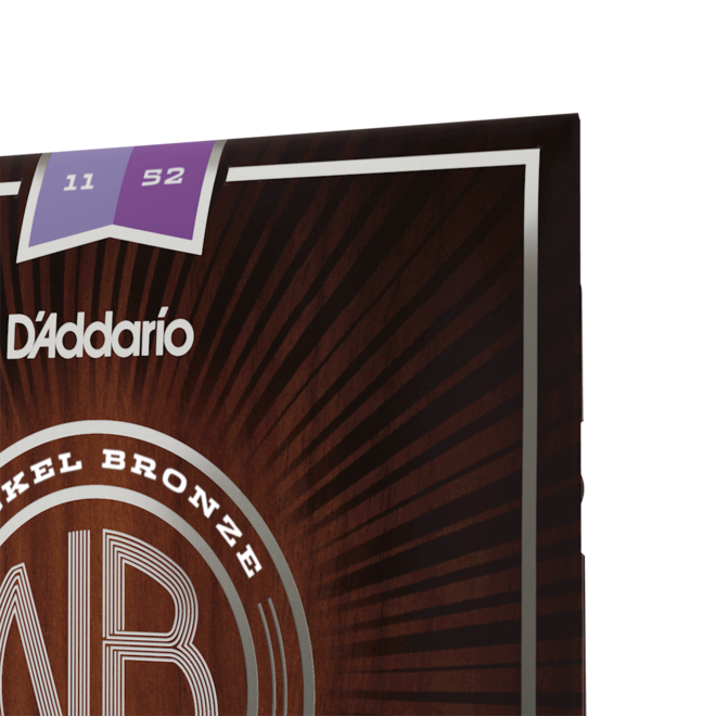 D'Addario NB1152 Nickel Bronze Acoustic Guitar Strings, 11-52 Light