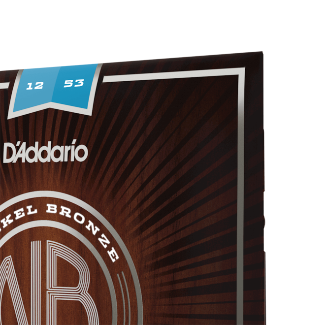 D'Addario NB1253 Nickel Bronze Acoustic Guitar Strings, 12-53 Light
