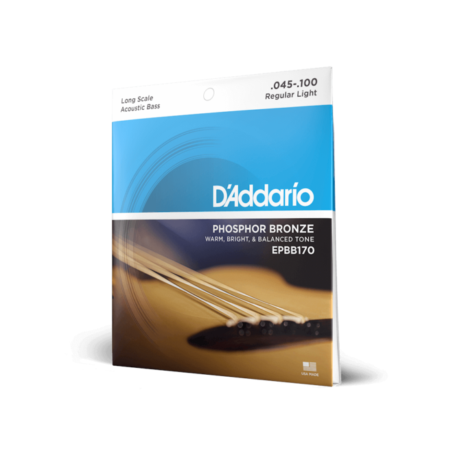 D'Addario EPBB170 Phosphor Bronze Acoustic Bass Guitar Strings, 45-100 Light, Long Scale