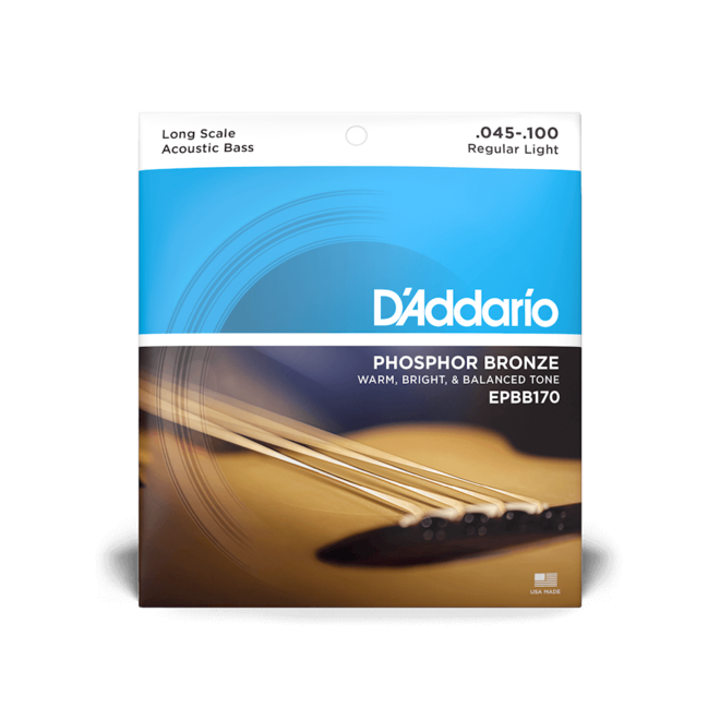 D'Addario EPBB170 Phosphor Bronze Acoustic Bass Guitar Strings, 45-100 Light, Long Scale