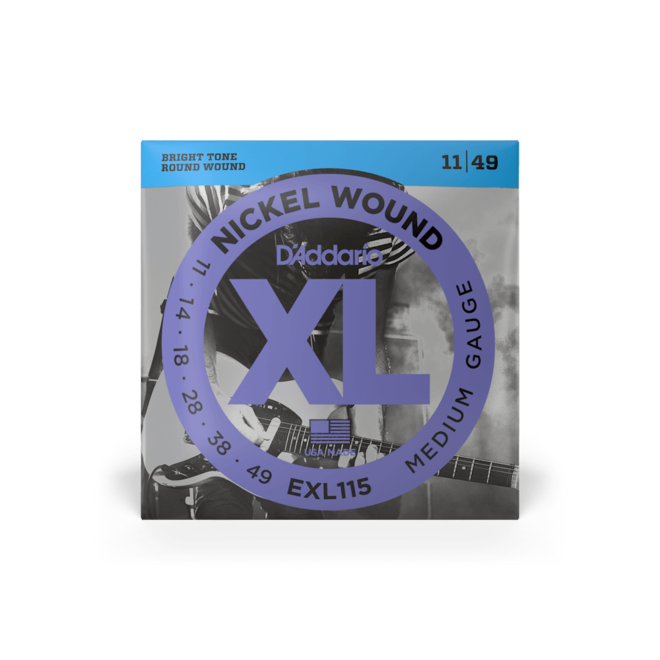 D'Addario EXL115 XL Nickel Wound Electric Guitar Strings, 11-49 Medium Jazz/Rock