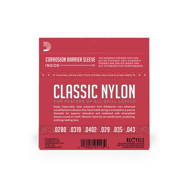 D'Addario EJ27N Nylon Student Classical Strings, Normal Tension