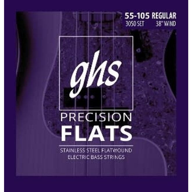 GHS M3050 Precision Flats Electric Bass Strings, 45-105