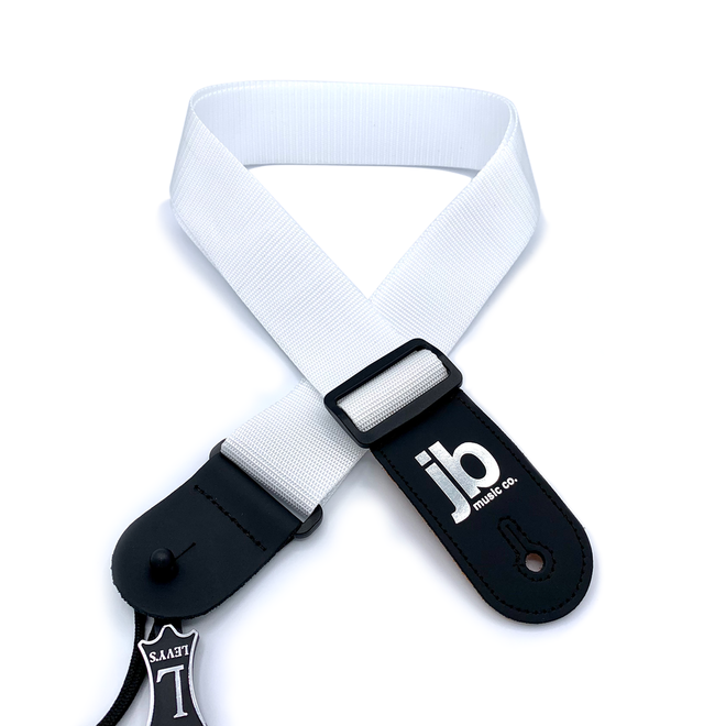 Levy's 2" Polyproplene Guitar Strap, White w/JB Logo