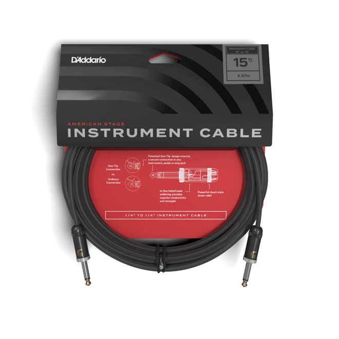 D'Addario 15' American Stage Instrument Cable