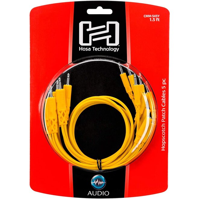 Hosa CMM-545Y Hopscotch Eurorack Patch Cables, 1.5' (Yellow) 5-pack