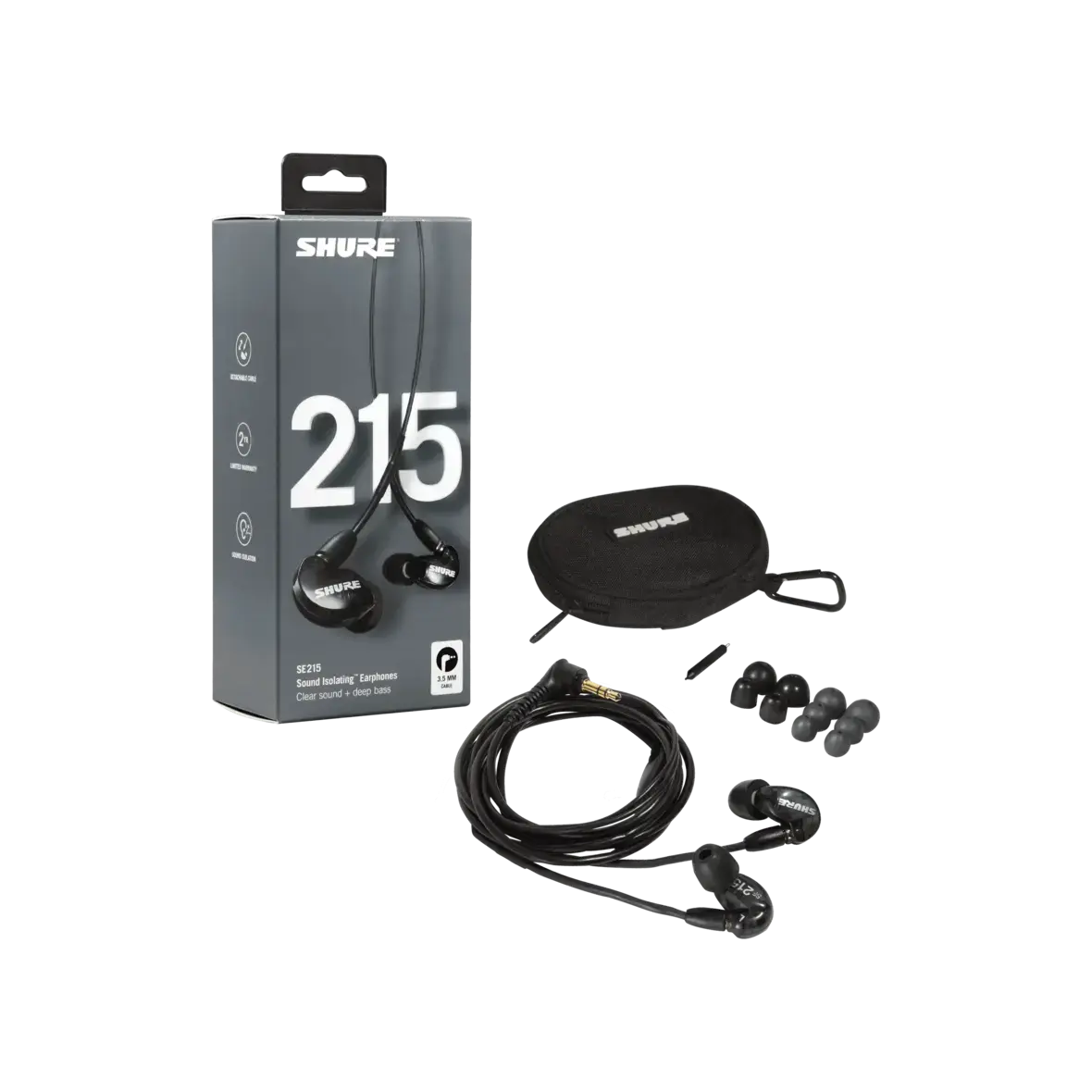 Shure SE215 Professional Sound Isolating Earphones, Black - Janzen