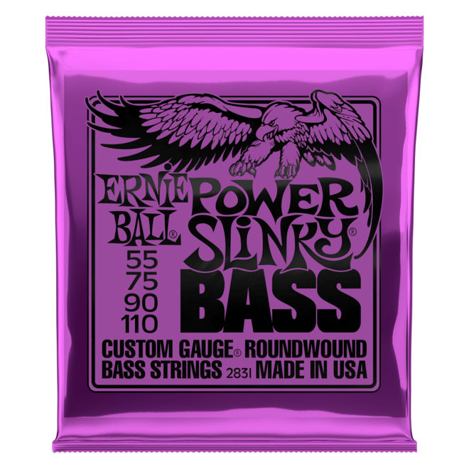 Ernie Ball Power Slinky Nickel Wound Bass Guitar Strings, 4-String, 55-110