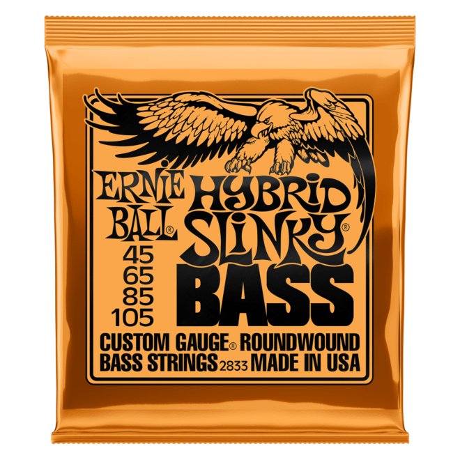 Ernie Ball 2833 Hybrid Slinky Nickel Wound Bass Guitar Strings, 4-String, 45-105
