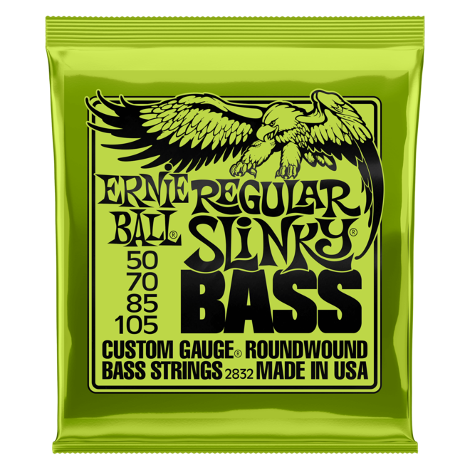 Ernie Ball 2832 Regular Slinky Nickel Wound Bass Guitar Strings, 4-String, 50-105