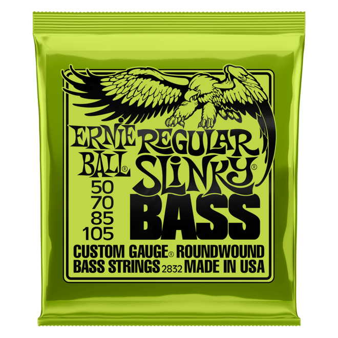 Ernie Ball Regular Slinky Nickel Wound Bass Guitar Strings, 4-String, 50-105