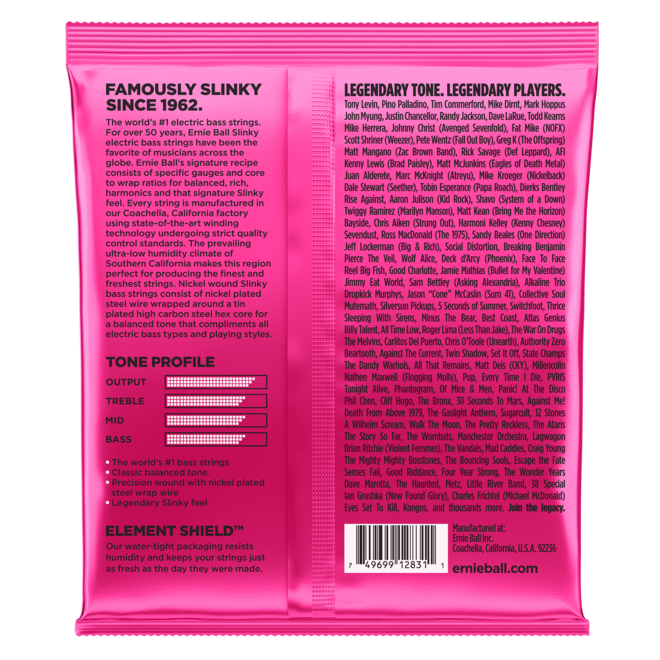 Ernie Ball 2834 Super Slinky Nickel Wound Bass Guitar Strings, 4-String, 45-100