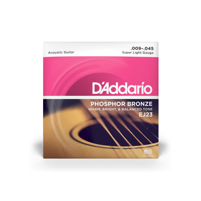 D'Addario EJ23 Phosphor Bronze Acoustic Strings, 9-45 Super Light