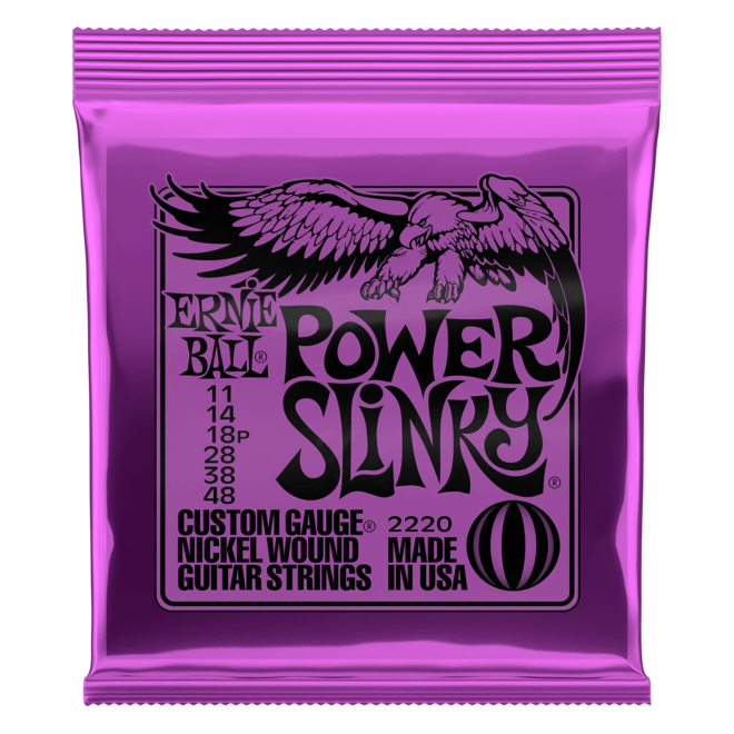 Ernie Ball 2220 Power Slinky Nickel Wound Electric Guitar Strings, 11-48