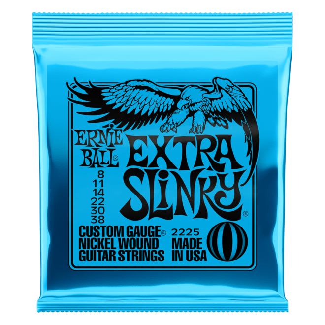 Ernie Ball 2225 Extra Slinky Nickel Wound Electric Guitar Strings, 8-38