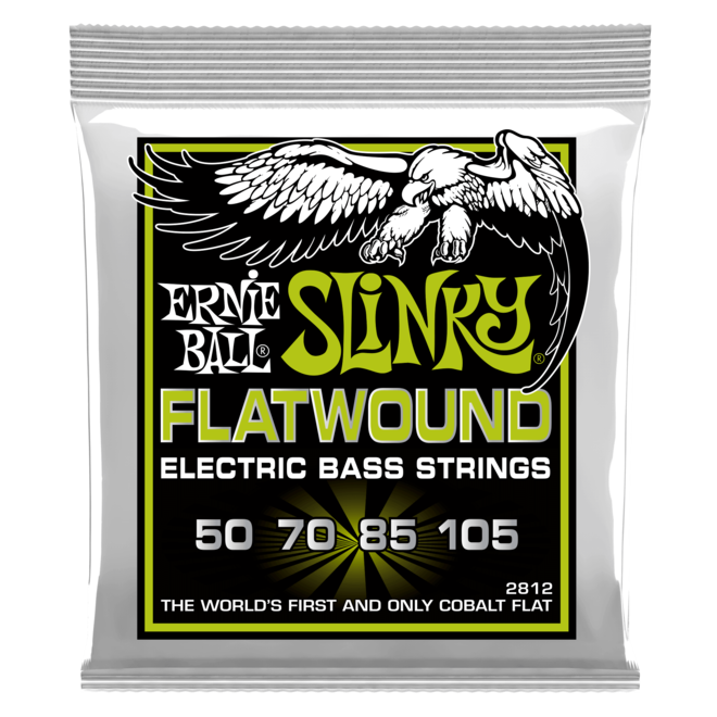 Ernie Ball 2812 Regular Slinky Flatwound Bass Guitar Strings, 4-String, 50-105