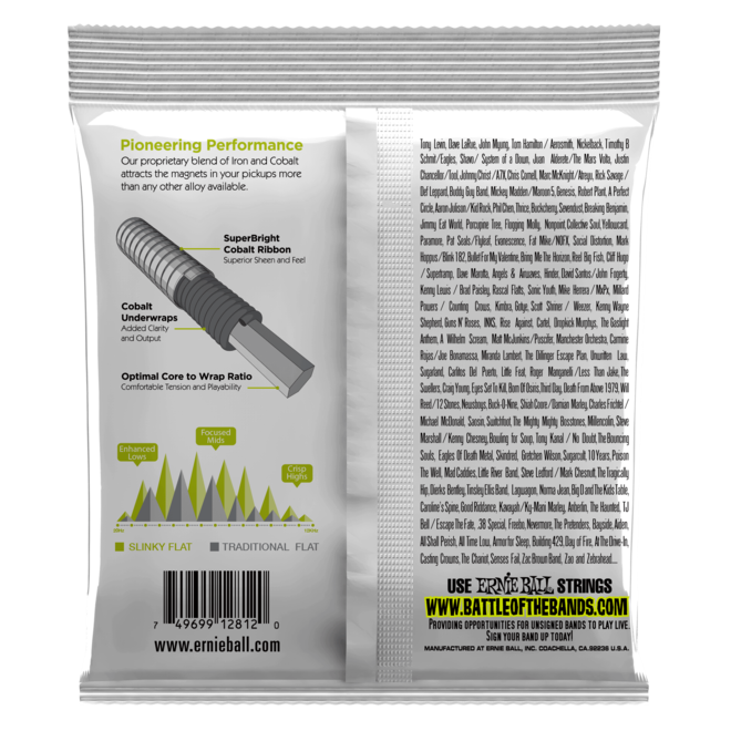 Ernie Ball 2812 Regular Slinky Flatwound Bass Guitar Strings, 4-String, 50-105