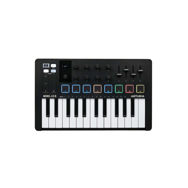 Arturia MiniLab 3 Portable 25-Key MIDI Controller, Black