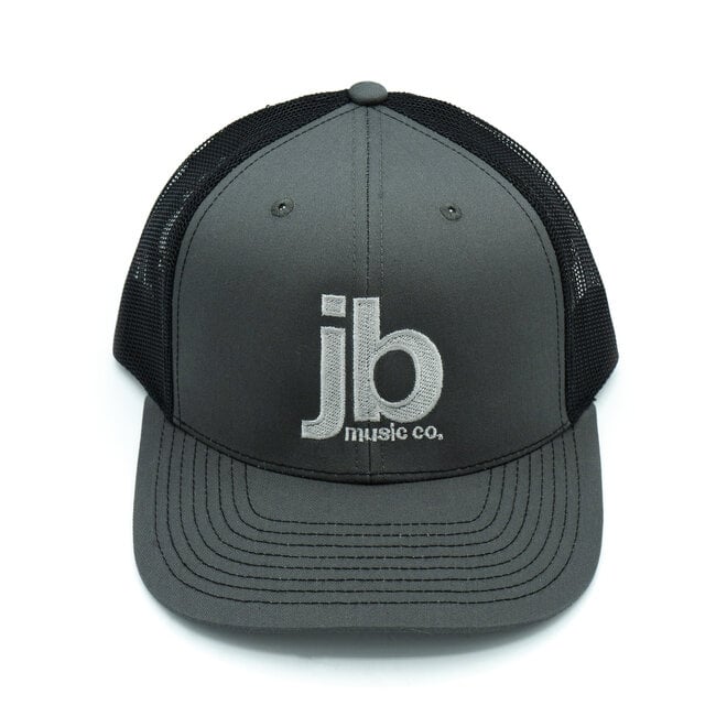 JB Music Co. Mesh Back Trucker Hat, Grey/Black, Embroidered Original Logo