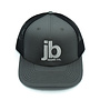 JB Music Co. Mesh Back Trucker Hat, Grey/Black, Embroidered Original Logo