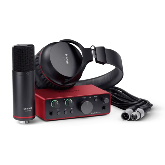 Focusrite Scarlett Solo 4th Gen Studio Recording Bundle, w/Condenser Microphone & Headphones