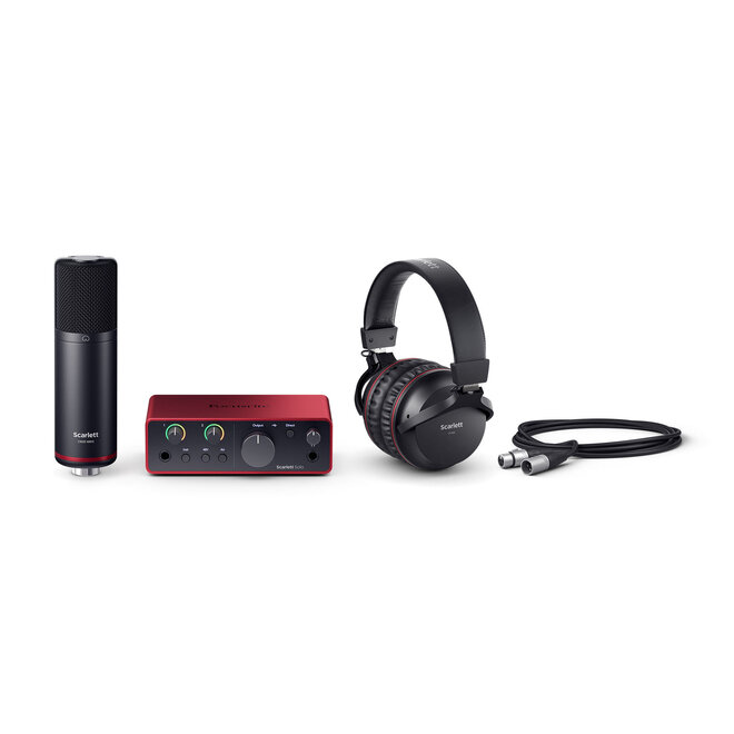 Focusrite Scarlett Solo 4th Gen Studio Recording Bundle, w/Condenser Microphone & Headphones