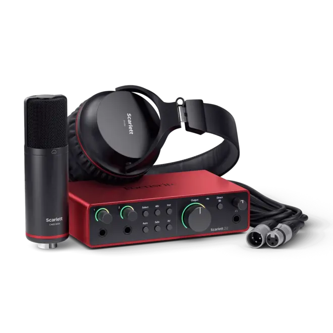 Focusrite Scarlett 2i2 4th Gen Studio Recording Bundle, w/Condenser Microphone & Headphones