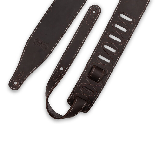 Levy's Like Butter Series 2.5” Leather Guitar Strap, Dark Brown