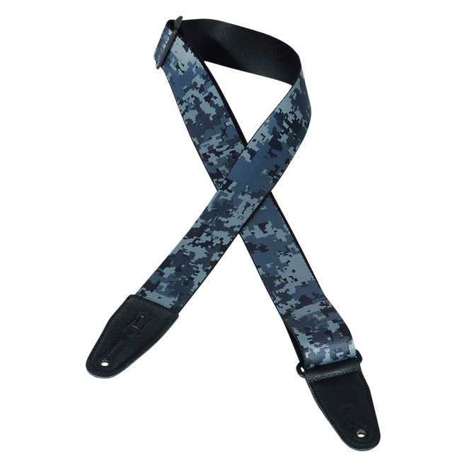 Levy’s Graphic Waves Series 2" Polyester Guitar Strap, Black Blue Digital Camo