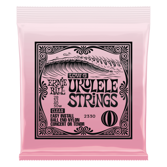 Ernie Ball 2330 Nylon Concert/Tenor Ukulele Strings, Ball End, Clear w/Low Wound G