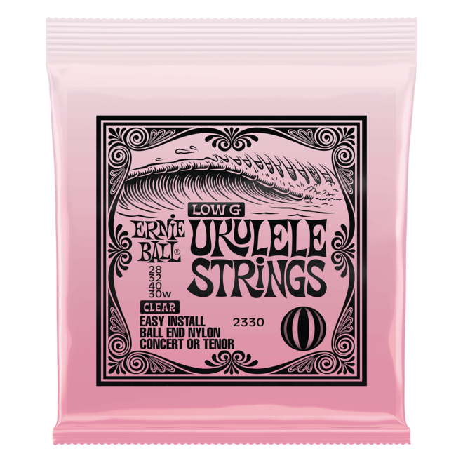 Ernie Ball Nylon Concert/Tenor Ukulele Strings, Ball End, Clear w/Low Wound G