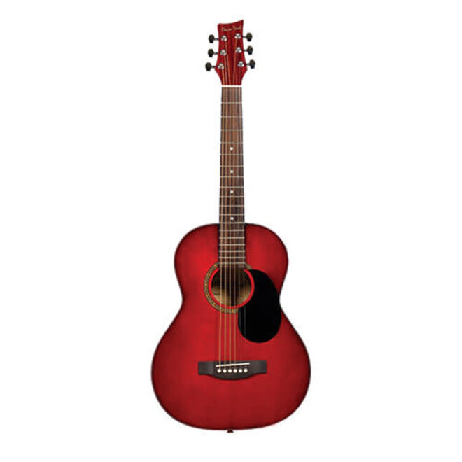 BeaverCreek BCTD601 3/4 Size Acoustic Guitar, Transparent Red w/Gigbag