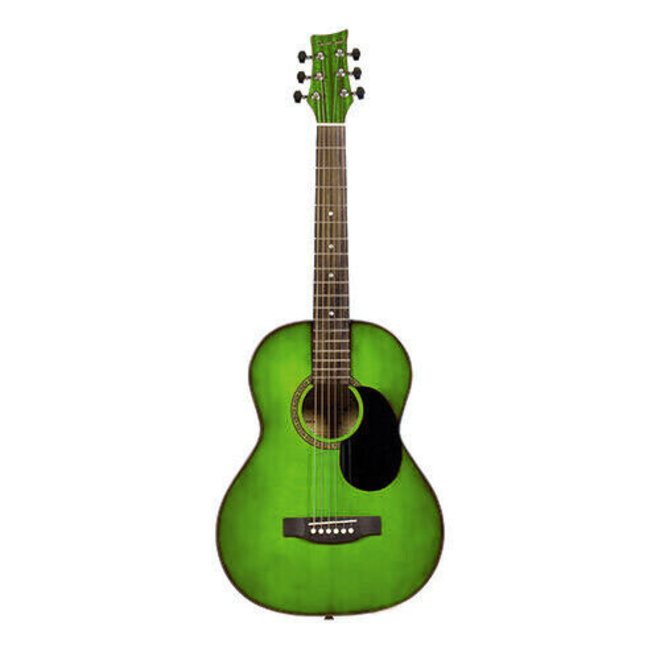 BeaverCreek BCTD601 3/4 Size Acoustic Guitar, Transparent Green w/Gigbag