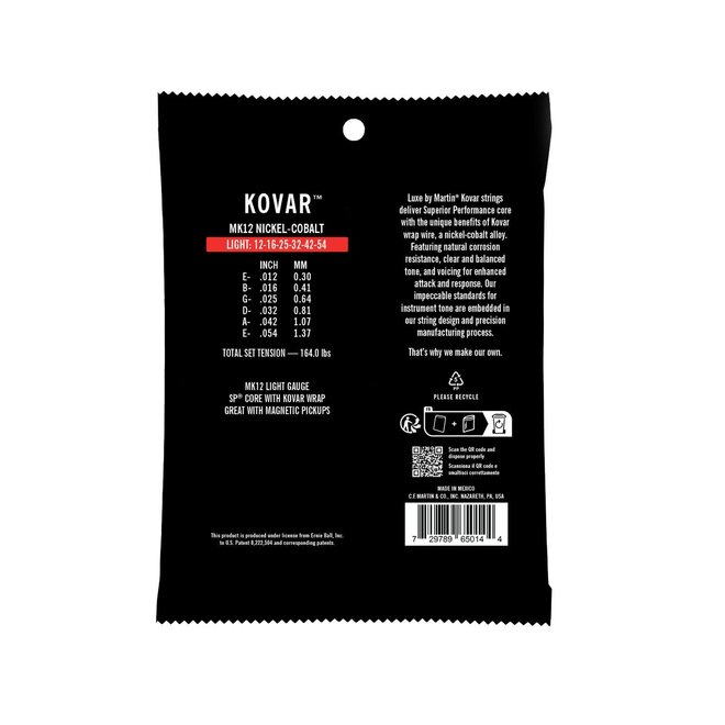 Martin MK12 Luxe by Martin Kovar Acoustic Guitar Strings, 12-54 Light
