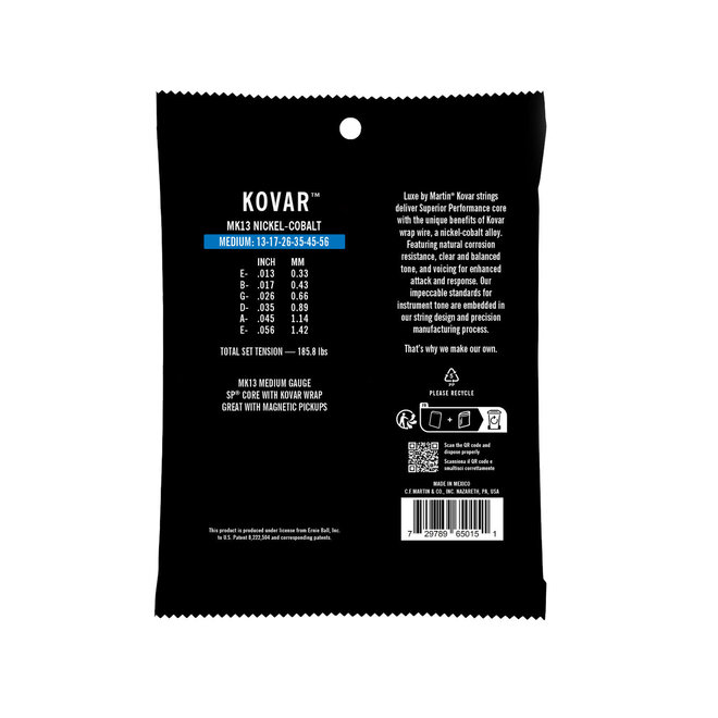 Martin MK13 Luxe by Martin Kovar Acoustic Guitar Strings, 13-56 Medium
