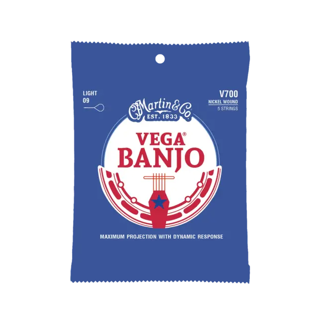 Martin V700 Vega Steel/Nickel Banjo Strings, 5-String, 9-20 Light