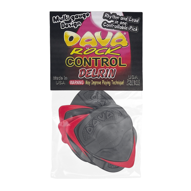 Dava Rock Control Delrin Picks (Red Tip), 3 Pack