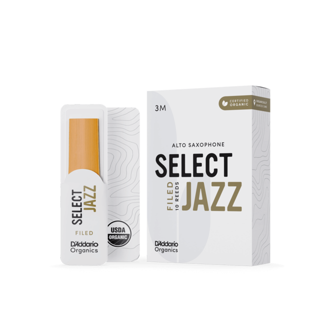 D'Addario Woodwinds Organic Select Jazz Filed Alto Sax Reeds, 3M (10 Pack)