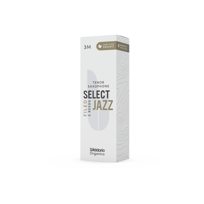 D'Addario Organic Select Jazz Filed Tenor Saxophone Reeds, 3 Medium (5 Pack)