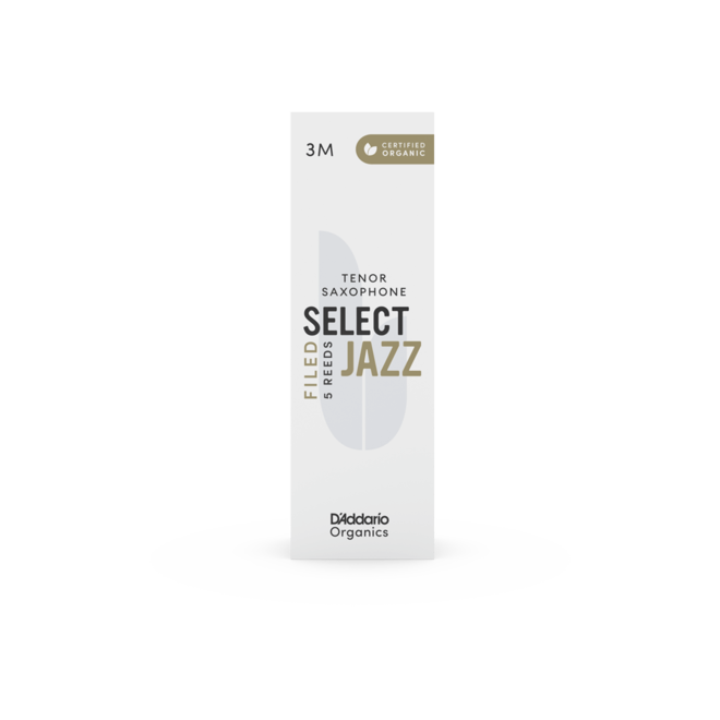 D'Addario Organic Select Jazz Filed Tenor Saxophone Reeds, 3 Medium (5 Pack)