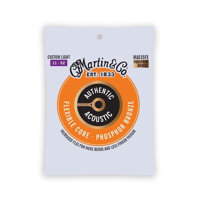 Martin MA540FX Tommy's Choice Authentic Acoustic Flexible Core 92/8 Phosphor Bronze Guitar Strings, 12-54 Light