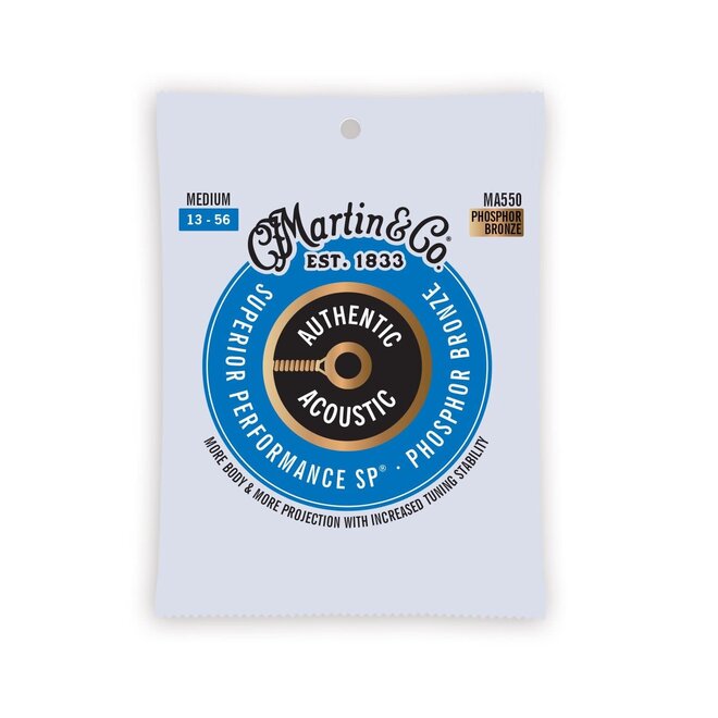 Martin MA550 Authentic Phospher Bronze Acoustic Strings, 13-56 Mediumntic Phosphor Bronze, 13-56, Medium