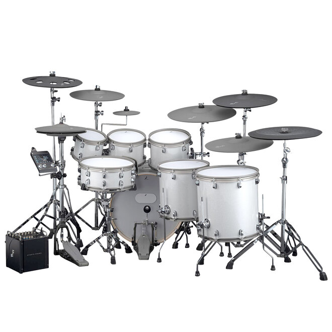 EFNOTE PRO 707 Complete Electronic Drum Set, White Sparkle