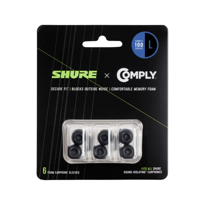 Shure EACYF1 Comply 100 Series Foam Sleeves, Large (6 Pack)
